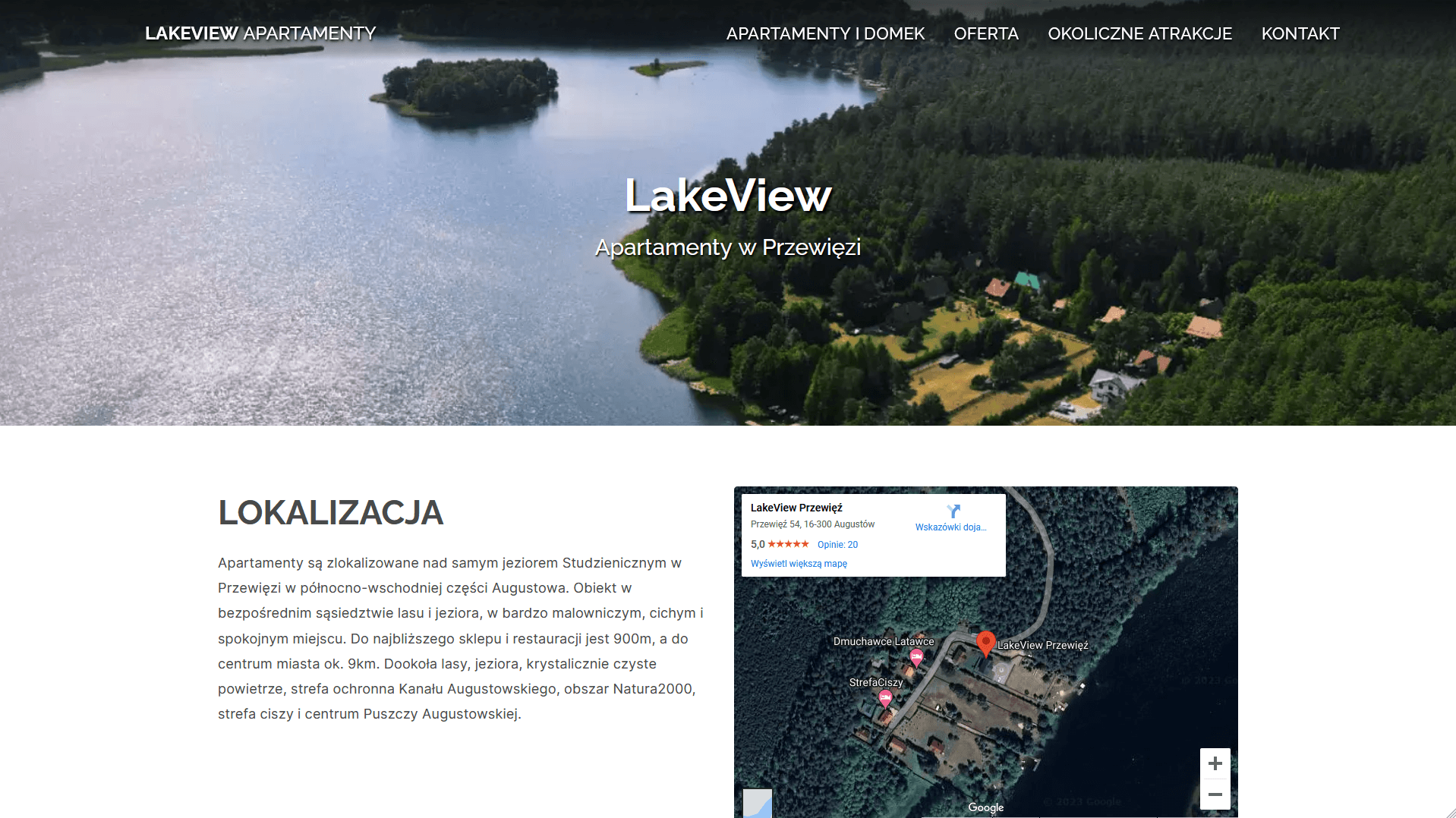 Screenshot of the main page of LakeView Apartments