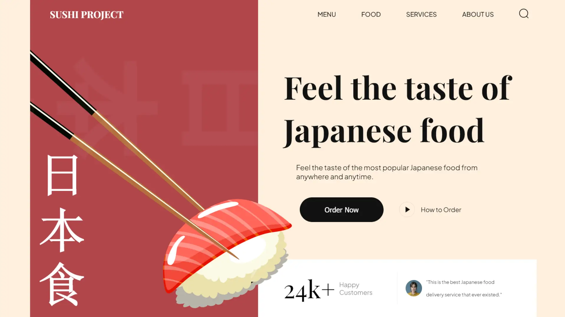 Screenshot of the main page of the sushi project website